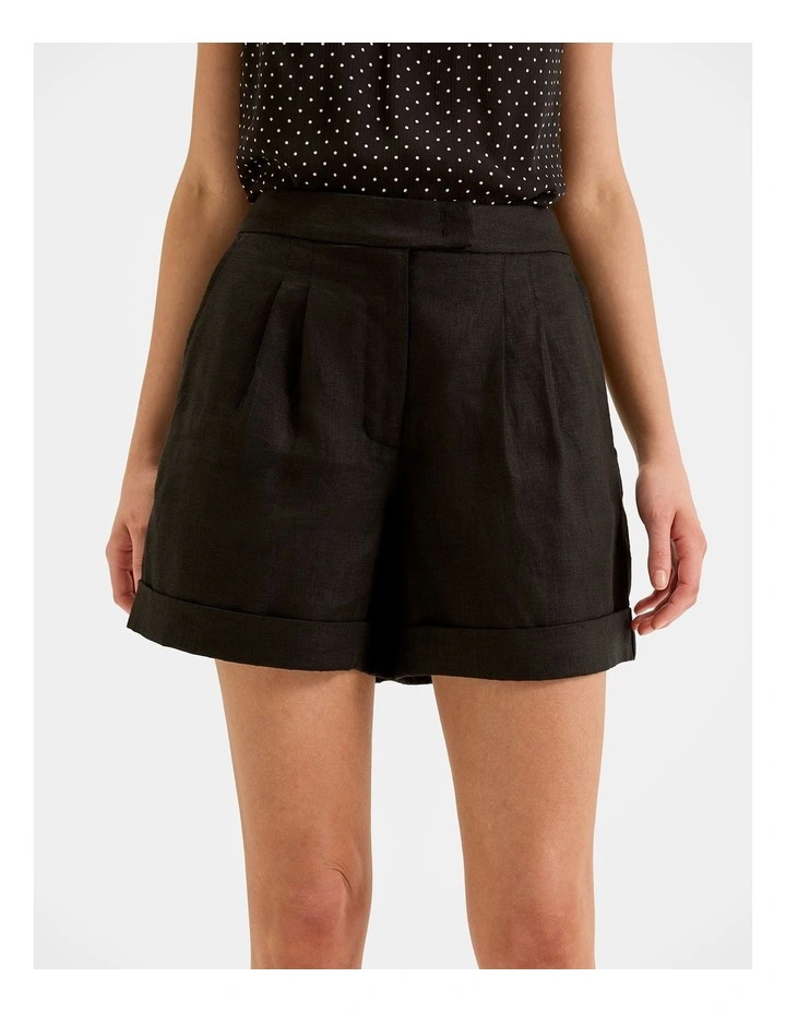 Celine Linen Shorts in Black image 5