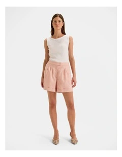 Celine Linen Shorts in Sunset Rose