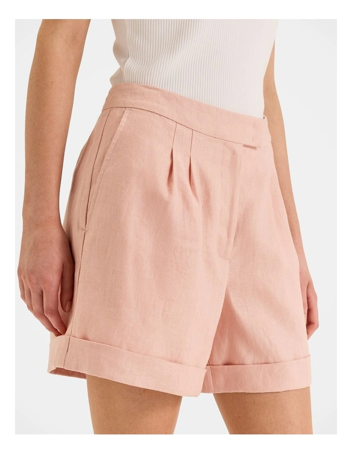 Celine Linen Shorts in Sunset Rose image 3