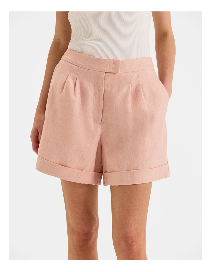 Celine Linen Shorts in Sunset Rose image 5