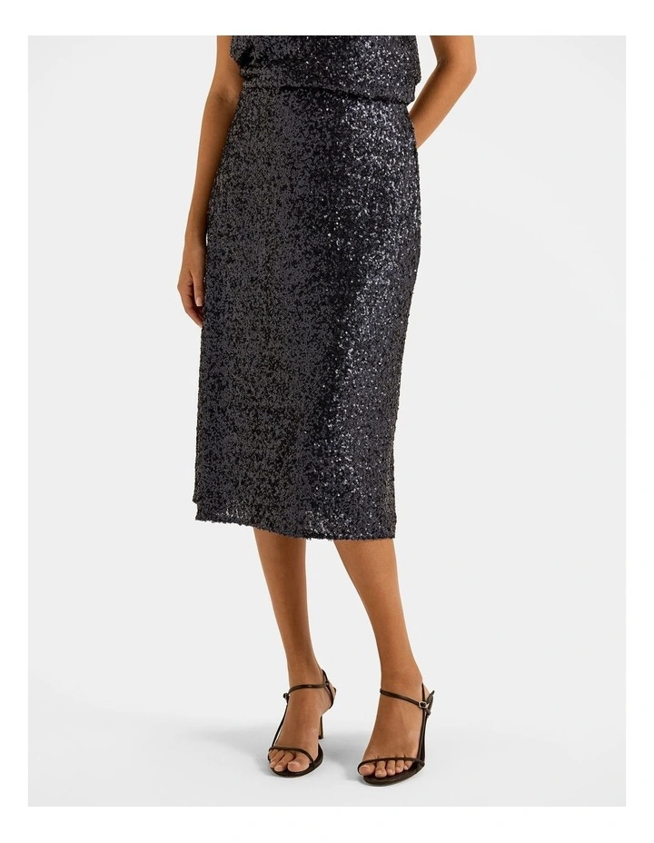 Sasha Sequin Pencil Skirt in Blue image 4