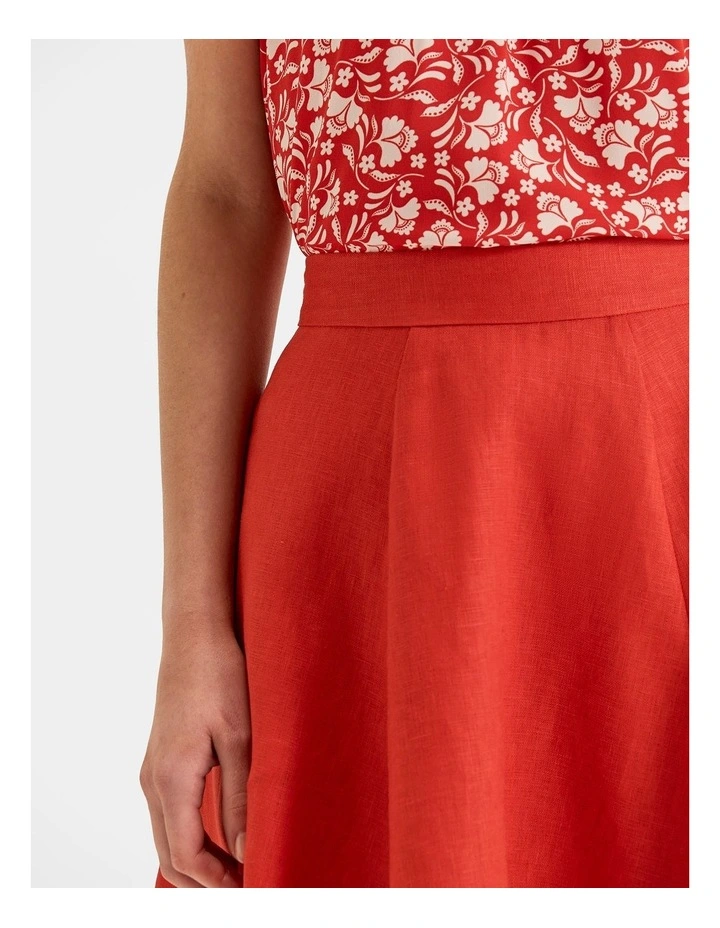 Norah Linen Mini Skirt in Hibiscus image 4