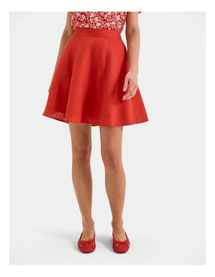 Norah Linen Mini Skirt in Hibiscus image 5