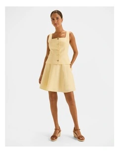 Norah Linen Mini Skirt in Buttercup Yellow