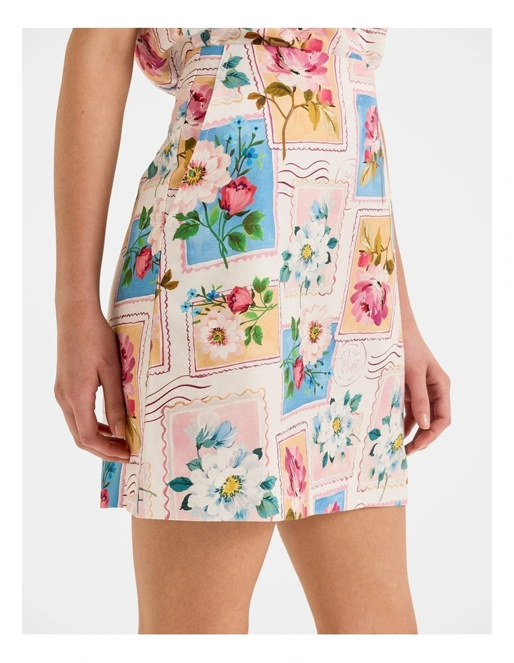 Postcards Mini Skirt in Cream image 3