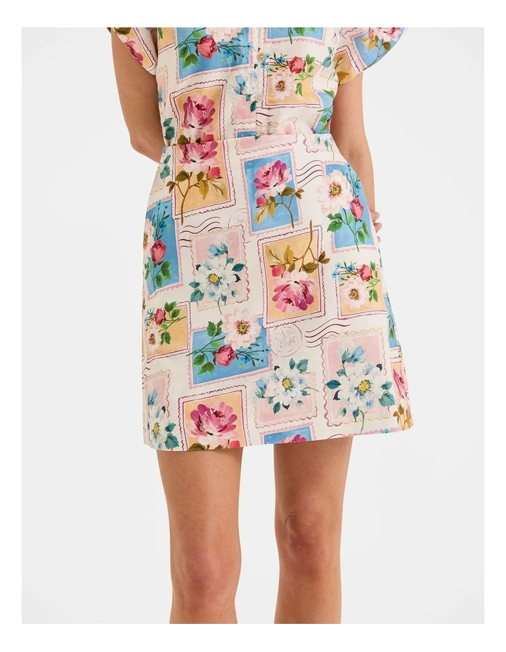 Postcards Mini Skirt in Cream image 4