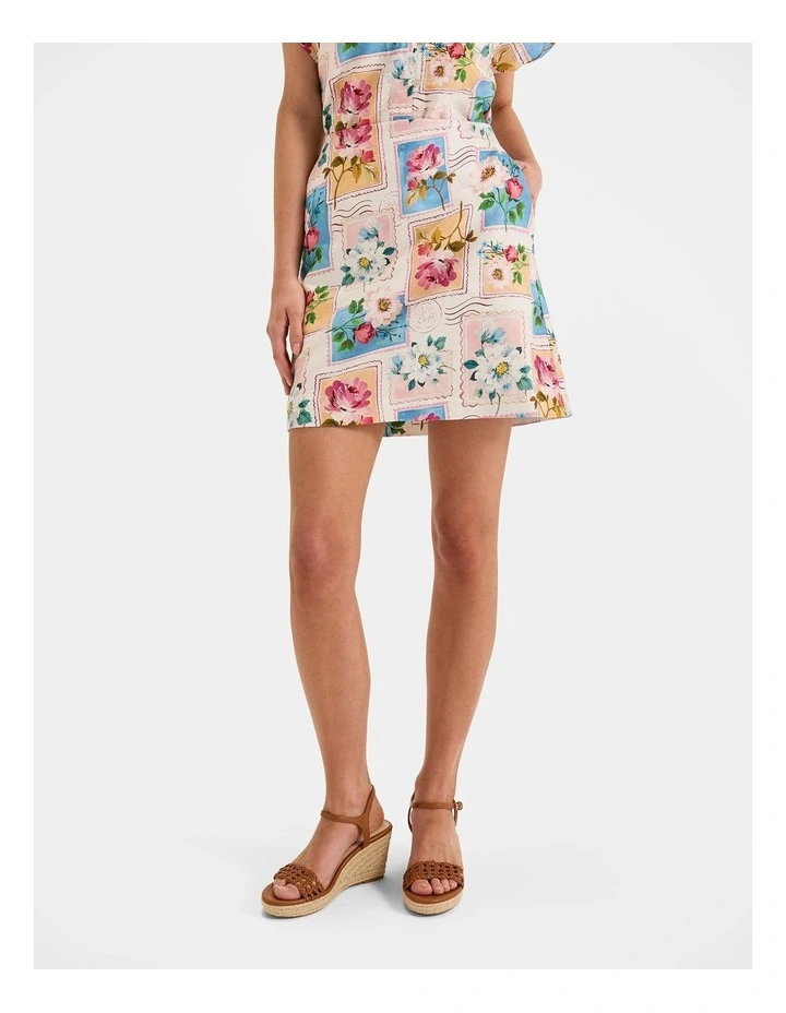 Postcards Mini Skirt in Cream image 6