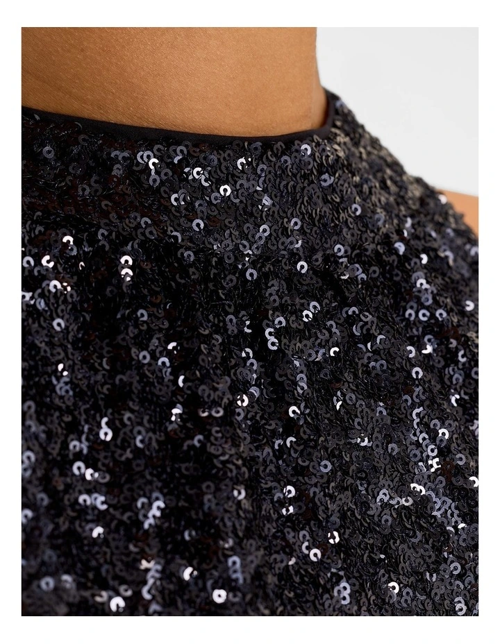 Sasha Sequin Halter Top in Ink image 4