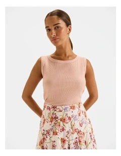 Olivia Ribbed Tank Top in Sunset Rose