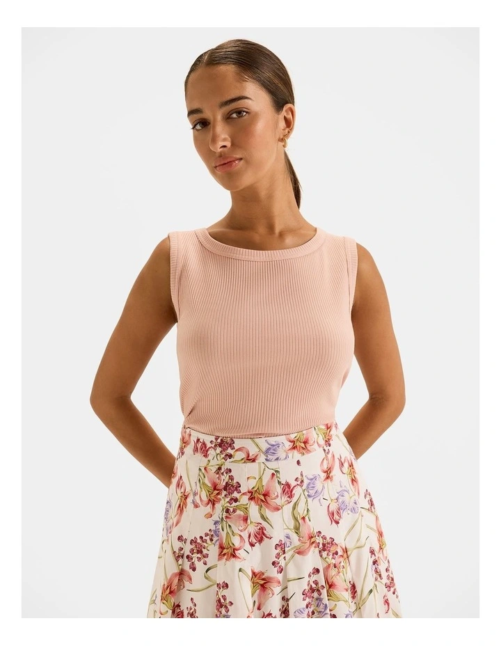 Olivia Ribbed Tank Top in Sunset Rose image 1