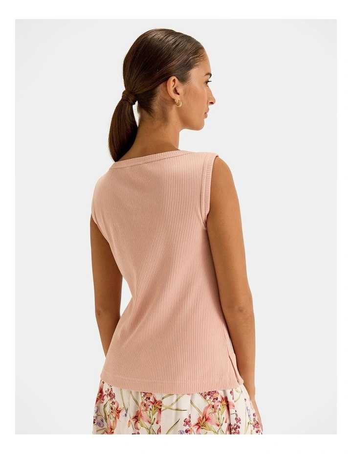 Olivia Ribbed Tank Top in Sunset Rose image 2