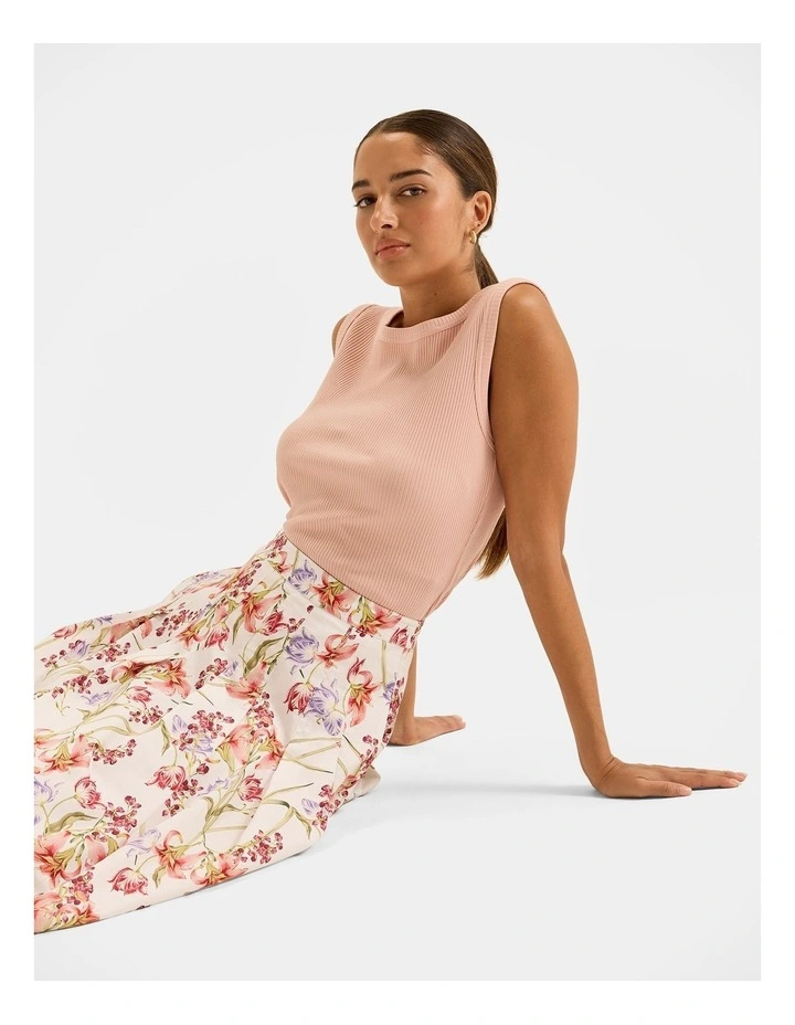 Olivia Ribbed Tank Top in Sunset Rose image 5