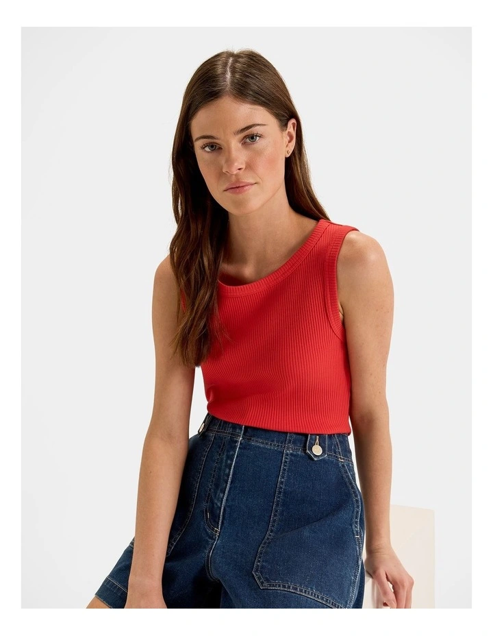Olivia Ribbed Tank Top in Sunrise image 4