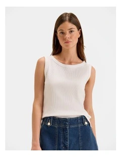 Olivia Ribbed Tank Top in Ivory