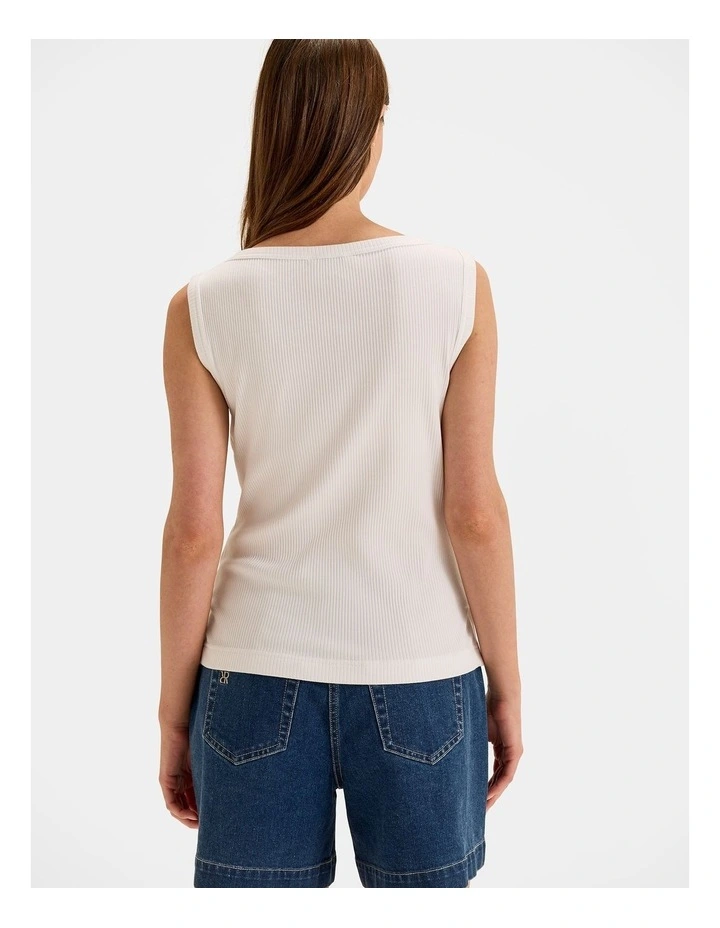 Olivia Ribbed Tank Top in Ivory image 2