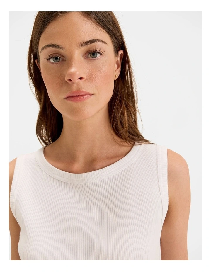 Olivia Ribbed Tank Top in Ivory image 4