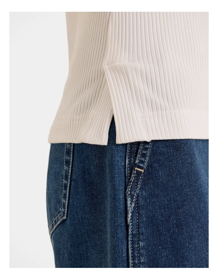 Olivia Ribbed Tank Top in Ivory image 5