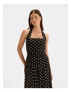 Ava Spot Mesh Top in Black