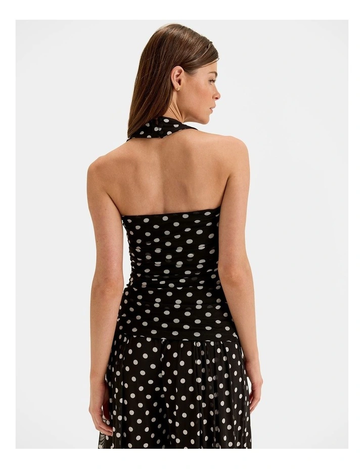 Ava Spot Mesh Top in Black image 2