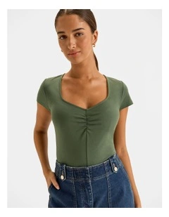 Chloe Fitted Top in Kelp Green