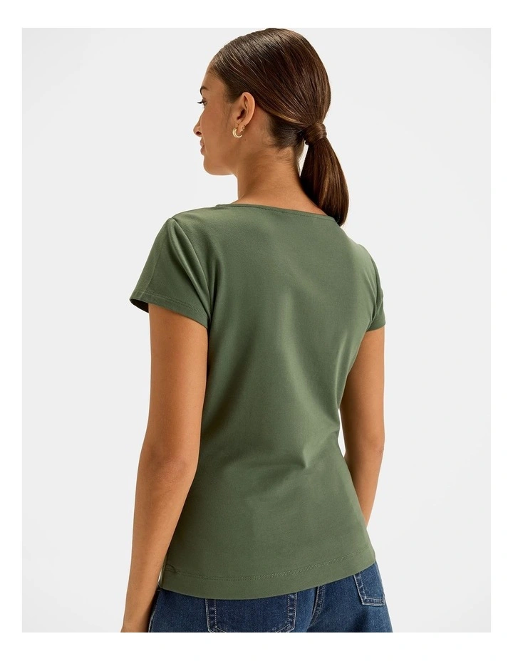 Chloe Fitted Top in Kelp Green image 2