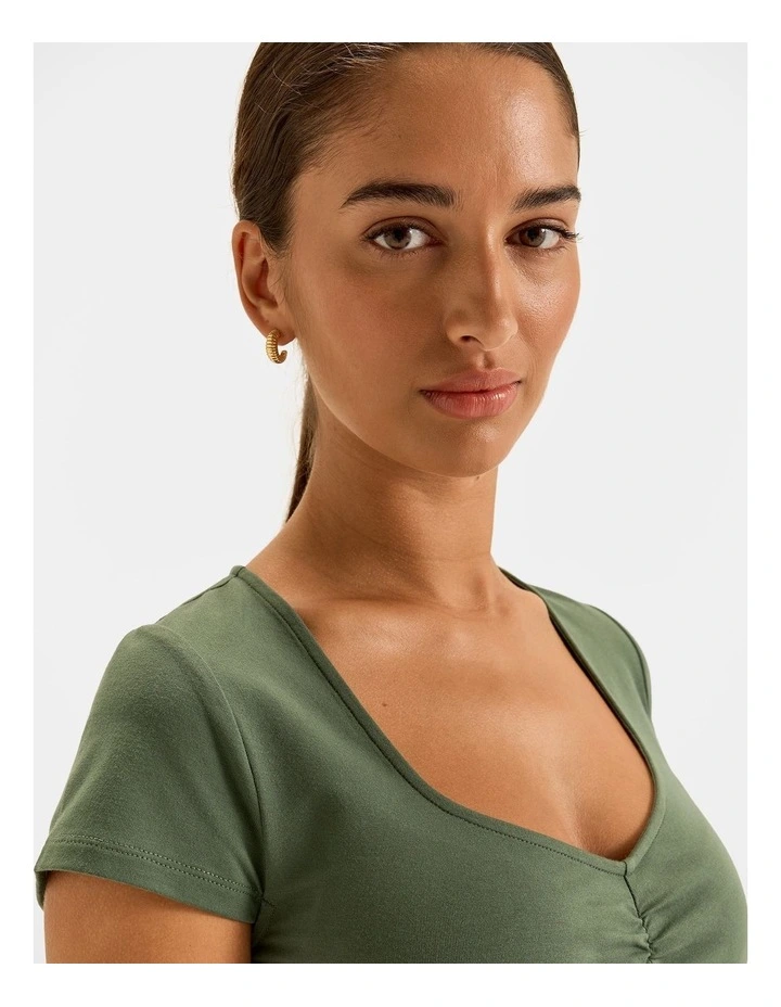 Chloe Fitted Top in Kelp Green image 3