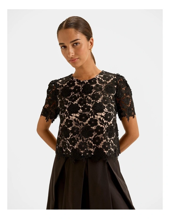 Bloom Lace Top in Black image 1
