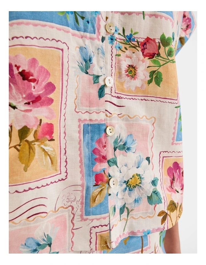 Postcards Cropped Shirt in Ivory image 5