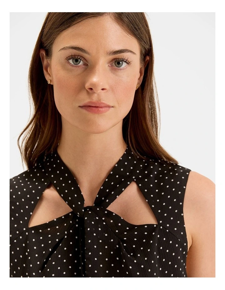 Zoe Spot Top in Black image 3