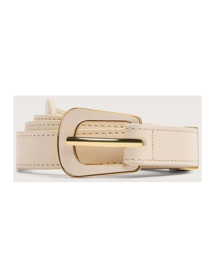 Clara Leather Belt in Oyster image 1