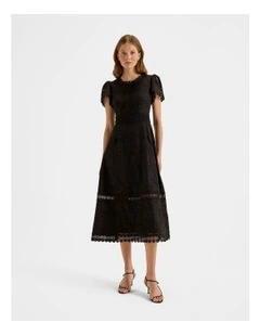 Cosmos Lace Midi Dress in Black