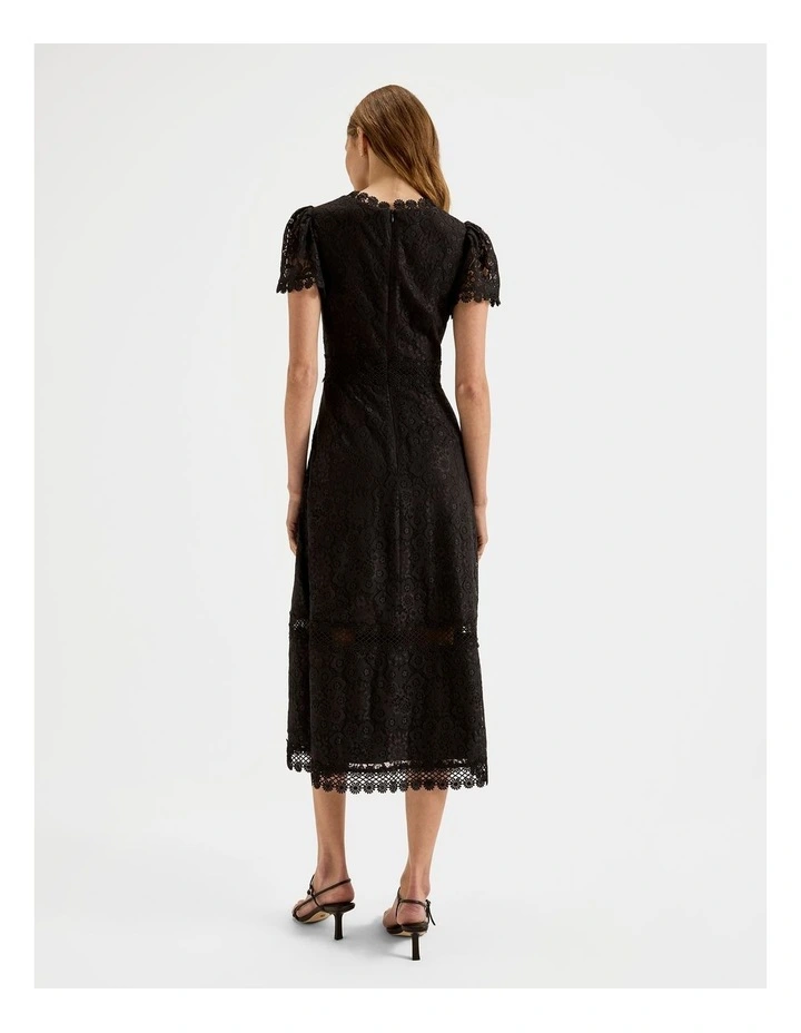 Cosmos Lace Midi Dress in Black image 2