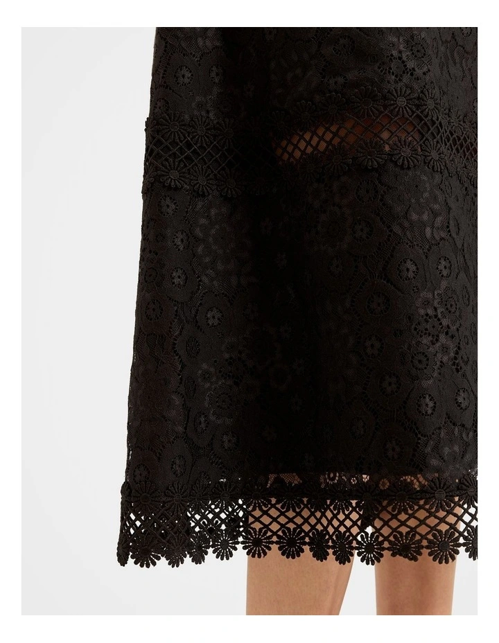 Cosmos Lace Midi Dress in Black image 5
