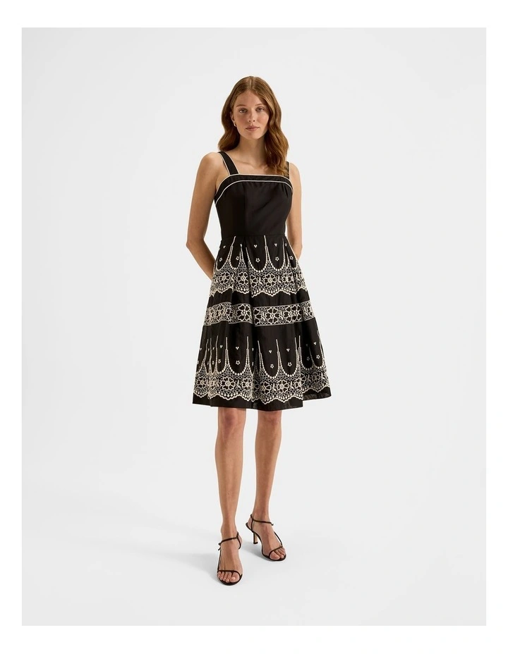Florida Embroidered Sun Dress in Black image 1