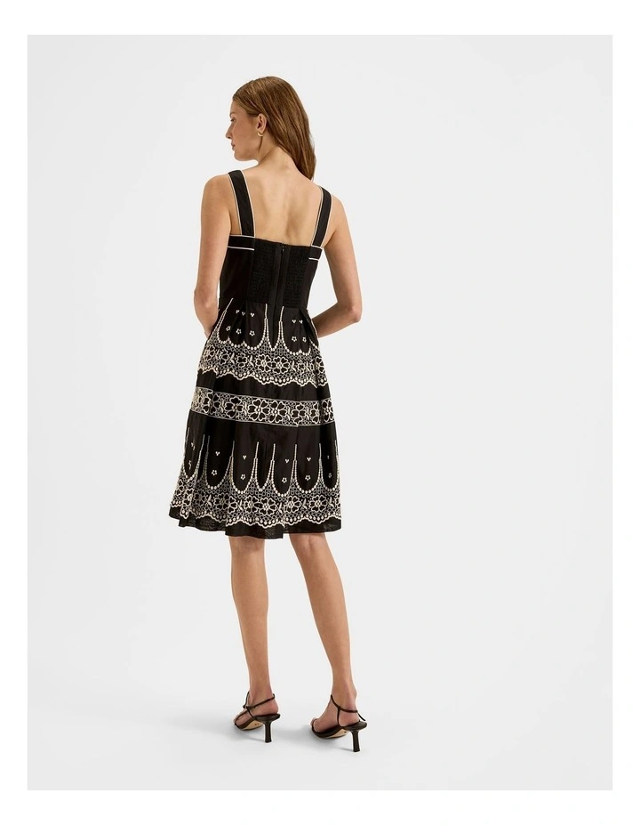 Florida Embroidered Sun Dress in Black image 2