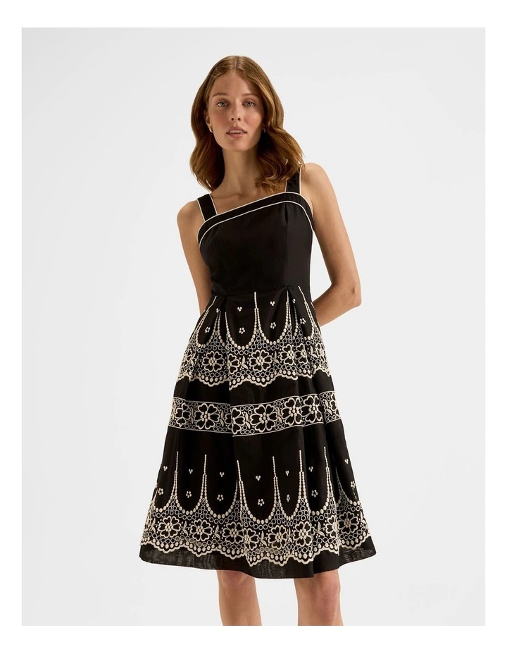 Florida Embroidered Sun Dress in Black image 3