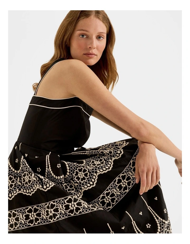 Florida Embroidered Sun Dress in Black image 6