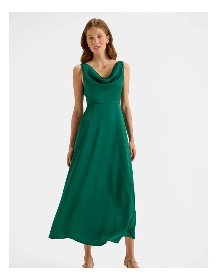 Montague Cowl Neck Dress in Emerald image 5