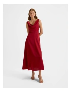 Montague Cowl Neck Dress in Ruby