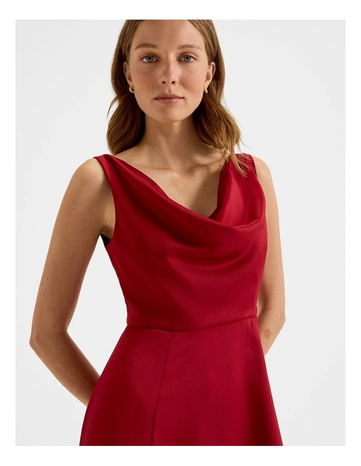 Montague Cowl Neck Dress in Ruby image 3