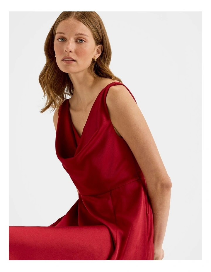 Montague Cowl Neck Dress in Ruby image 4