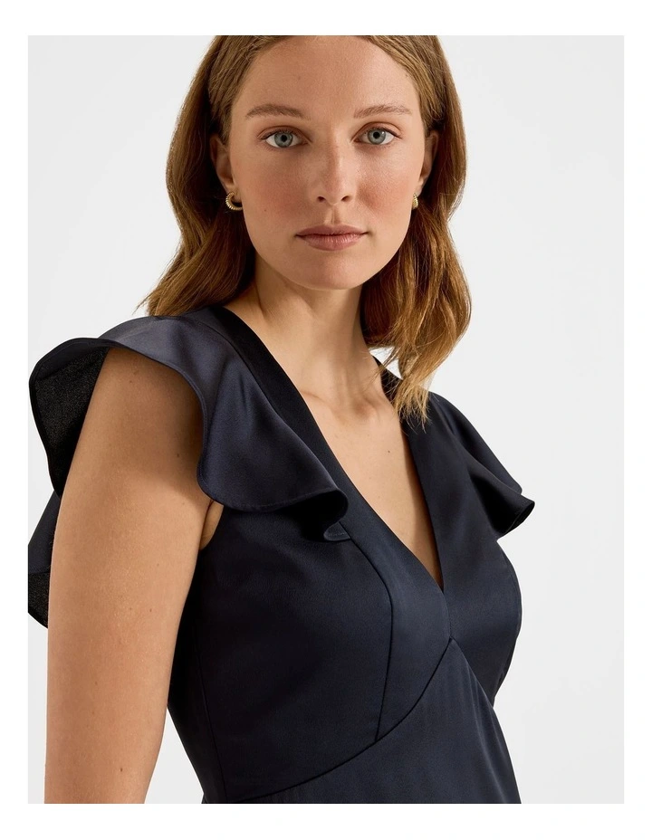 Montreal Flounce Sleeve Dress in Ink image 4