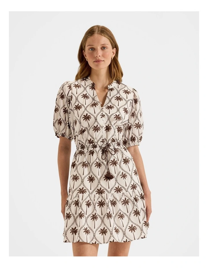 Palms Mini Dress in Ivory image 3