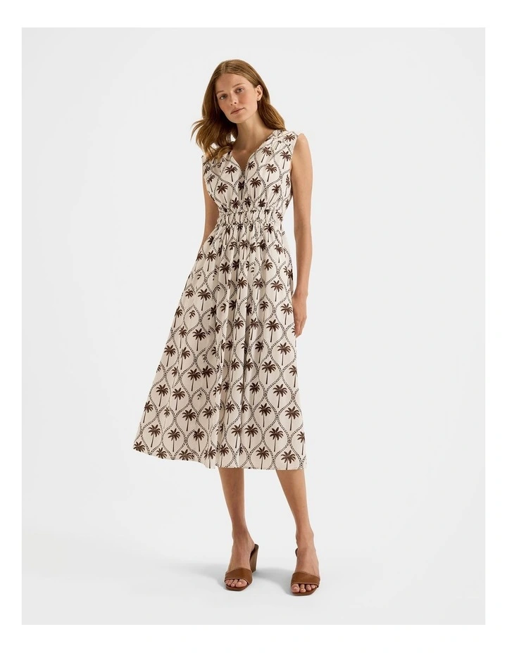Palms Midi Dress in Ivory image 1