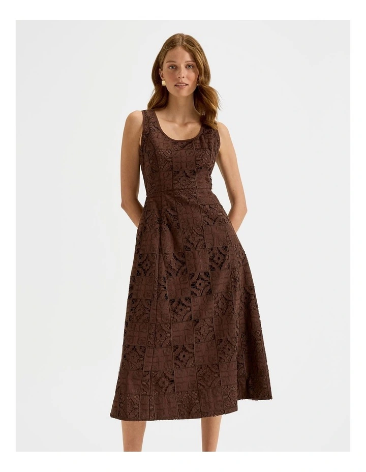 Noosa Embroidered Midi Dress in Brown image 3
