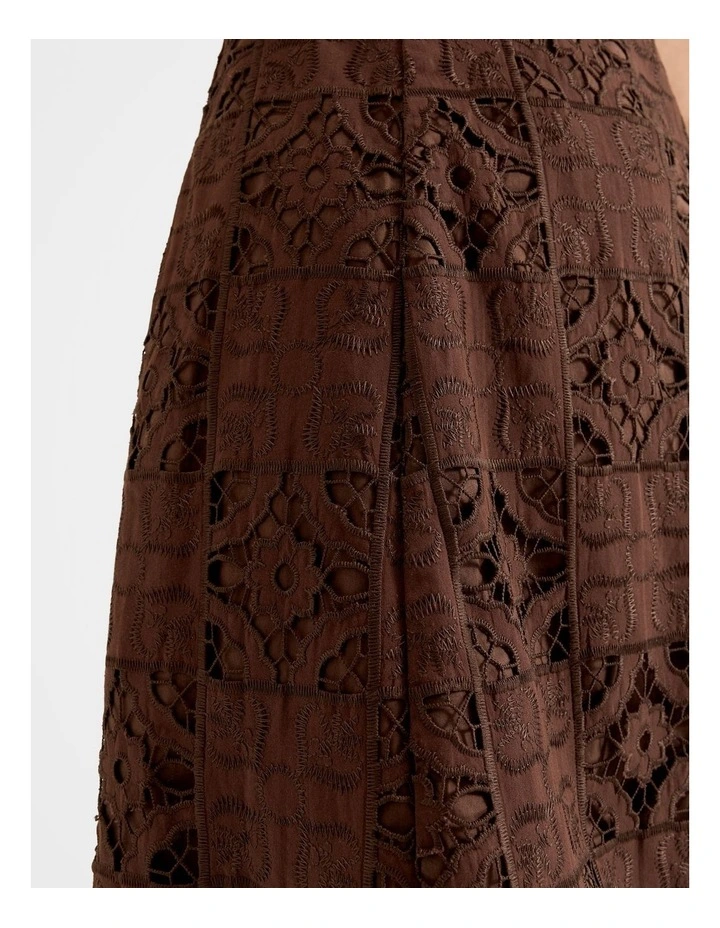 Noosa Embroidered Midi Dress in Brown image 5