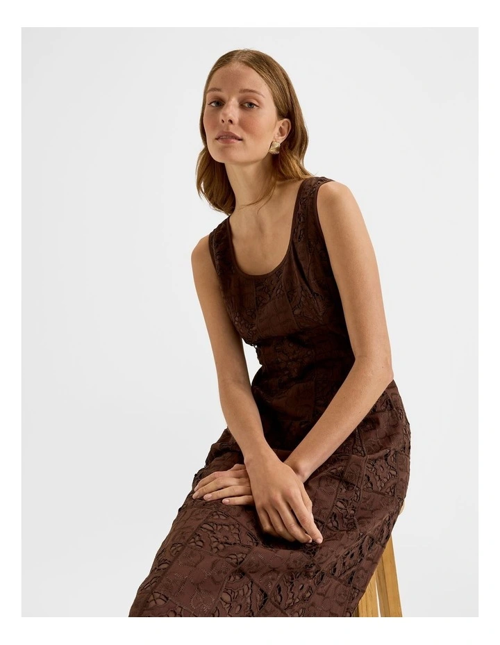Noosa Embroidered Midi Dress in Brown image 6