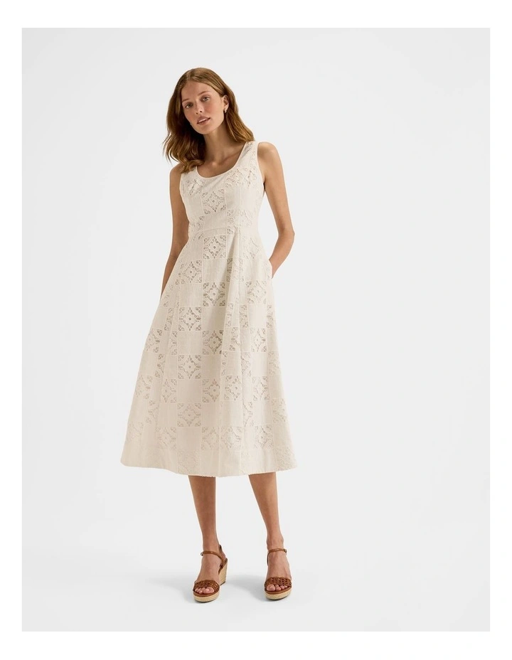 Noosa Embroidered Midi Dress in Ivory image 1