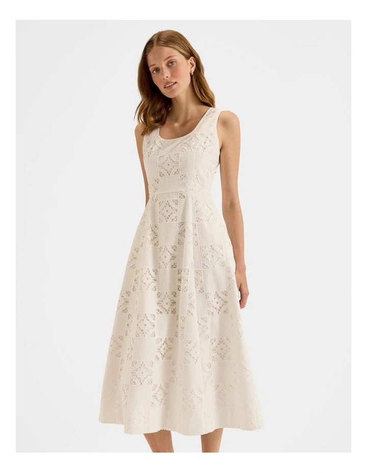 Noosa Embroidered Midi Dress in Ivory image 3