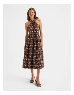 Palms Halter Sun Dress in Chocolate